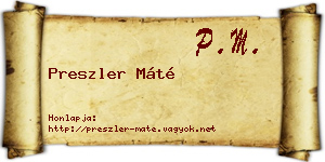 Preszler Máté névjegykártya